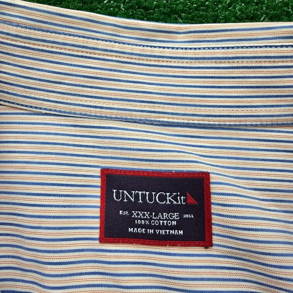 Untuckit Shirt Mens 3XL Striped Button‎ Down Long Sleeve Preppy Work Casual